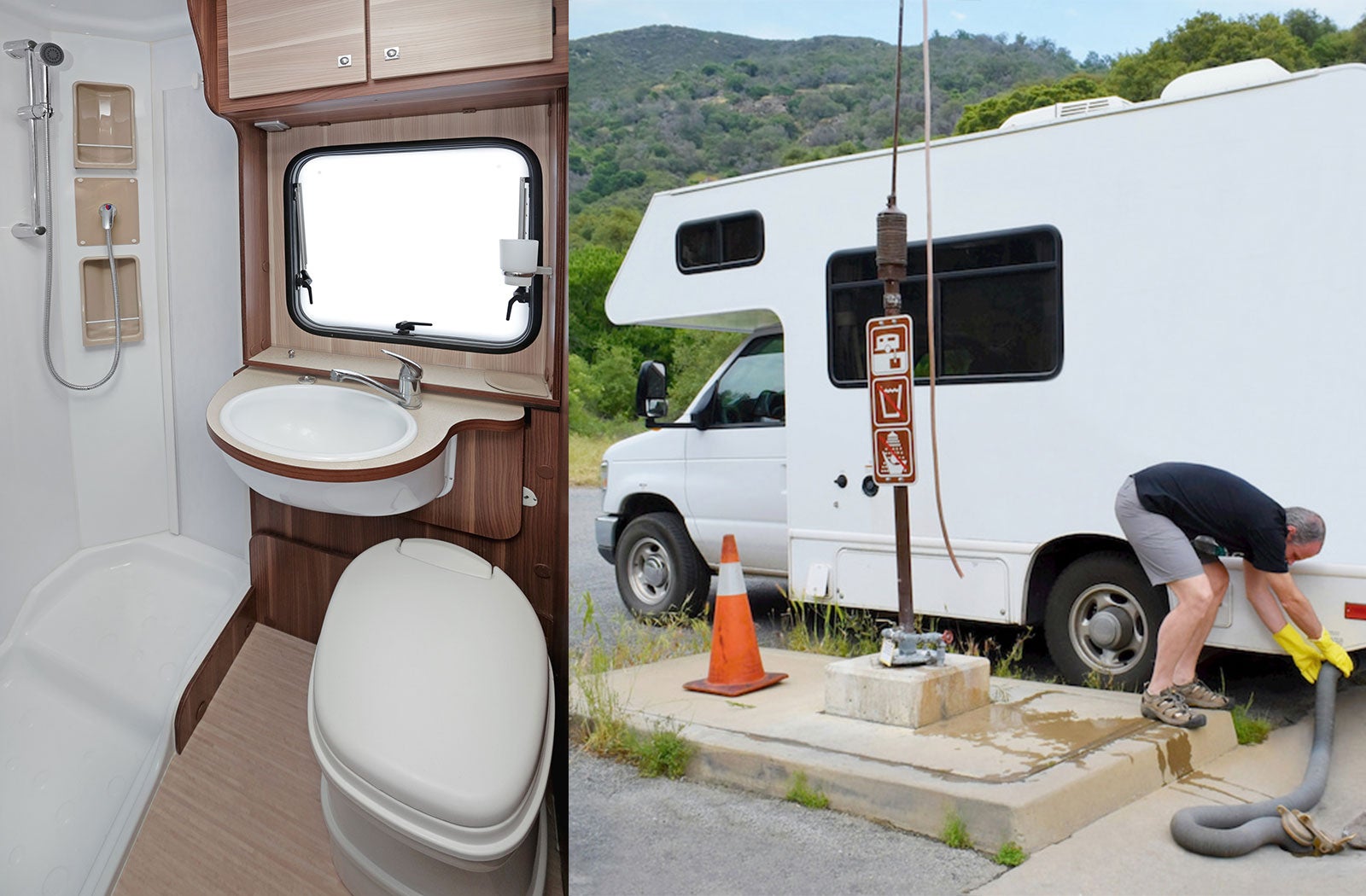 Portable RV/camper toilet and holding tank setup in Allen, Texas