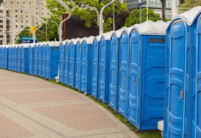 Seasonal porta potty units set up at a Allen, Texas venue